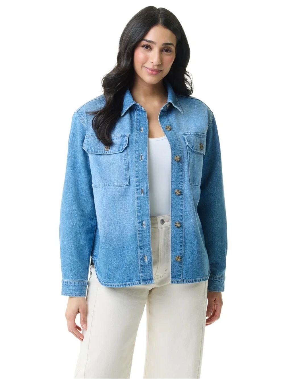 Gloria Vanderbilt Light Blue Denim Shacket